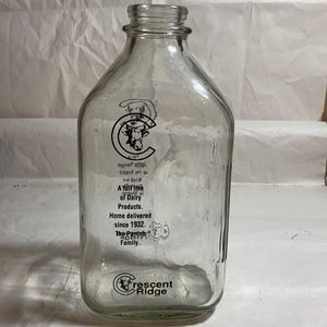 Crescent Ridge Glass Milk Bottle